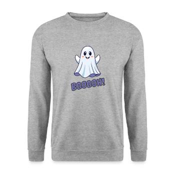 Cute Ghost - Unisex Pullover - Weißgrau meliert - Vorne - Alina (178cm) & Michal (187cm)