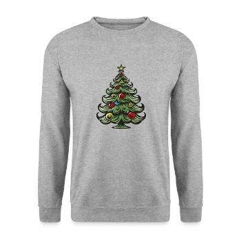 Tannenbaum Weihnachten - Unisex Pullover - Weißgrau meliert - Vorne - Alina (178cm) & Michal (187cm)