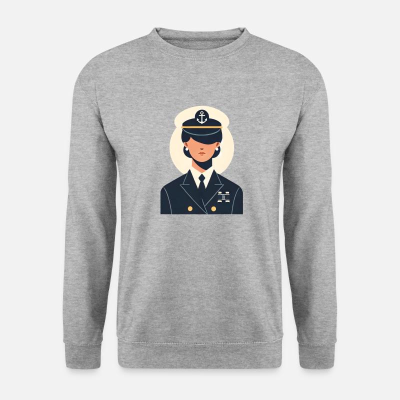 Schiffsführerin ohne Augen - Unisex Pullover - Weißgrau meliert