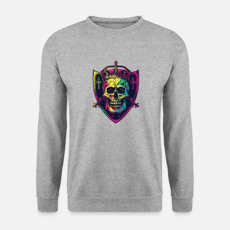 King Skull Crown Crest - Unisex Sweatshirt - salt & pepper