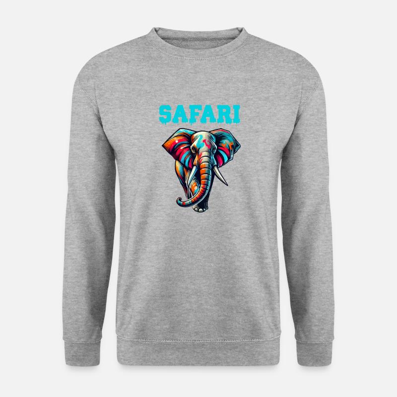Elefant Safari - Unisex Pullover - Weißgrau meliert