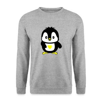 pinguin süß - Unisex Pullover - Weißgrau meliert - Vorne - Alina (178cm) & Michal (187cm)