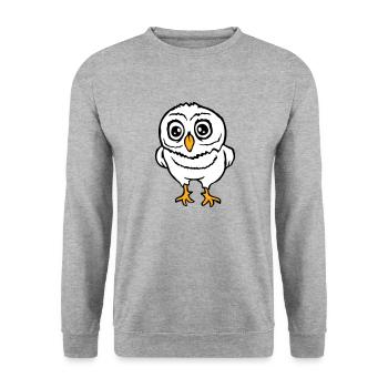 hibou oiseau aigle hibou hibou nuit oiseau effraie des granges chouette bande dessinée - Sweat-shirt Unisexe - gris chiné - Devant - Alina (178cm) & Michal (187cm)