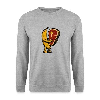 Banana with meat - Unisex Sweatshirt - salt & pepper - Front - Alina (178cm) & Michal (187cm)