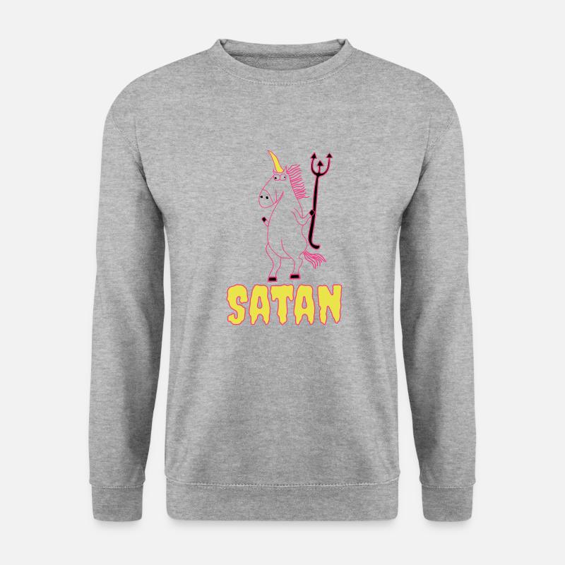 Böses Einhorn Satan unicorn - Unisex Pullover - Weißgrau meliert