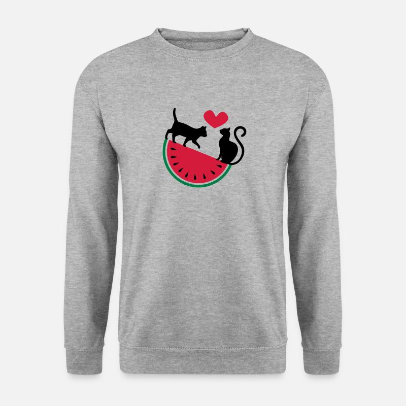 Melon Cat Love - Unisex Pullover - Weißgrau meliert