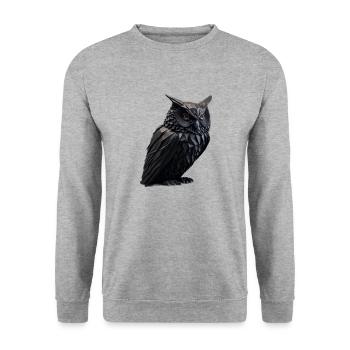 Eule II - Unisex Pullover - Weißgrau meliert - Vorne - Alina (178cm) & Michal (187cm)