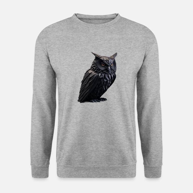 Eule II - Unisex Pullover - Weißgrau meliert