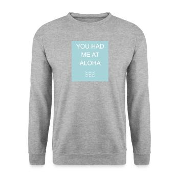 Aloha Citation Graphique - Sweat-shirt Unisexe - gris chiné - Devant - Alina (178cm) & Michal (187cm)