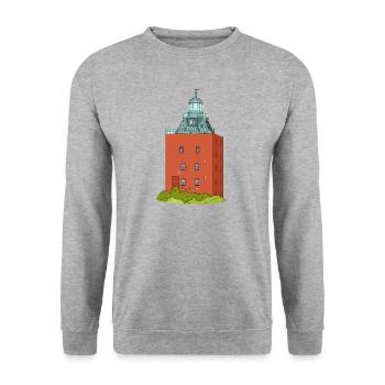 Leuchtturm Insel Neuwerk - Unisex Pullover - Weißgrau meliert - Vorne - Alina (178cm) & Michal (187cm)