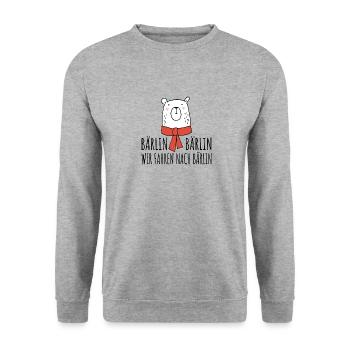 Berlin Capital Bear | Nous conduisons à Bärlin - Sweat-shirt Unisexe - gris chiné - Devant - Alina (178cm) & Michal (187cm)