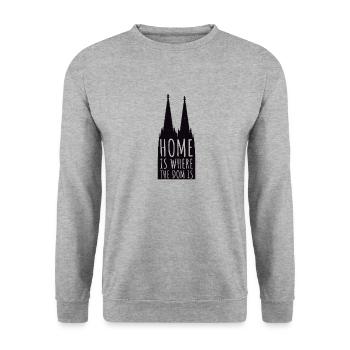 HOME IS WHERE THE DOM IS | Kölner Dom Karneval - Sweat-shirt Unisexe - gris chiné - Devant - Alina (178cm) & Michal (187cm)