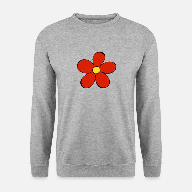 Red Flower - Unisex Pullover - Weißgrau meliert