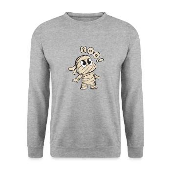 Halloween Süsse Mumie - Unisex Pullover - Weißgrau meliert - Vorne - Alina (178cm) & Michal (187cm)