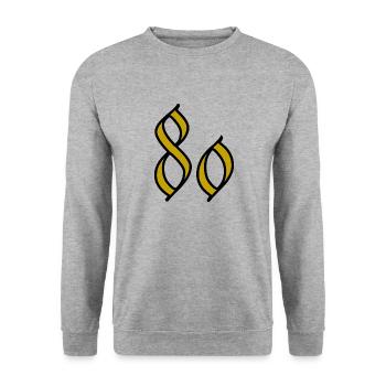 80. 80 JAHRE. 80. JAHRESTAG. 80-JÄHRIGES JUBILÄUM. - Unisex Pullover - Weißgrau meliert - Vorne - Alina (178cm) & Michal (187cm)
