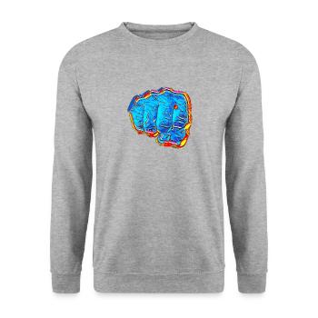 Comicfaust - Unisex Pullover - Weißgrau meliert - Vorne - Alina (178cm) & Michal (187cm)