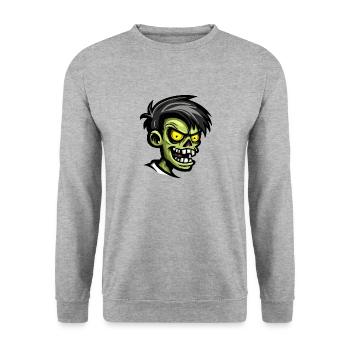 Bande dessinée d’Halloween zombie - Sweat-shirt Unisexe - gris chiné - Devant - Alina (178cm) & Michal (187cm)