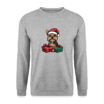 Yorkshire Terrier Chien Cadeaux de bande dessinée de Noël - Sweat-shirt Unisexe - gris chiné - Devant - Alina (178cm) & Michal (187cm)