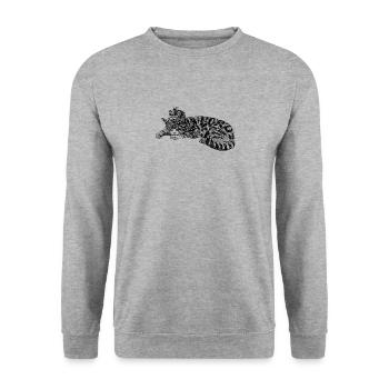 Croquis de chat - Illustration noir / blanc - Autocollants - Sweat-shirt Unisexe - gris chiné - Devant - Alina (178cm) & Michal (187cm)