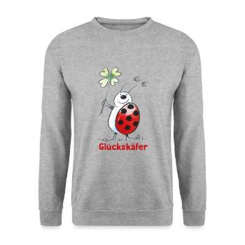 TABALUGA Glückskäfer Bully Der Marienkäfer - Unisex Pullover - Weißgrau meliert - Vorne - Alina (178cm) & Michal (187cm)