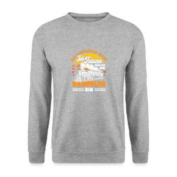 Ich schnarche nicht ich träume Dampflok bin Bahn L - Unisex Pullover - Weißgrau meliert - Vorne - Alina (178cm) & Michal (187cm)