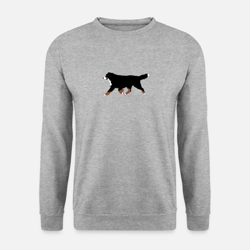 Berner Sennenhund rennt - Unisex Pullover - Weißgrau meliert