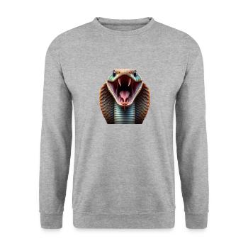 Schlange 3 - Unisex Pullover - Weißgrau meliert - Vorne - Alina (178cm) & Michal (187cm)