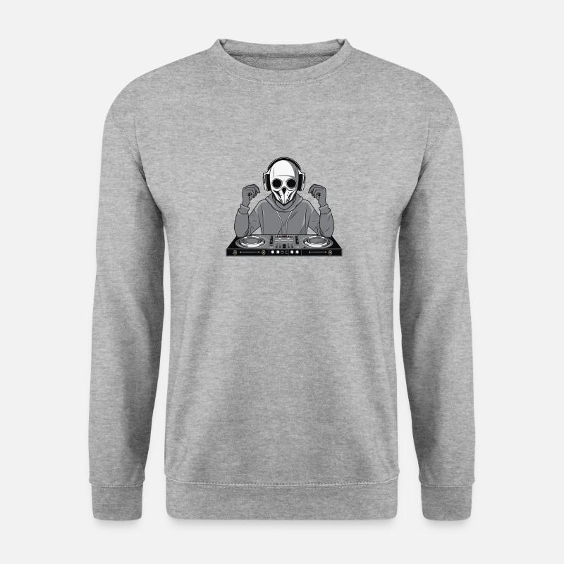 DJ Skull Face - Unisex Pullover - Weißgrau meliert