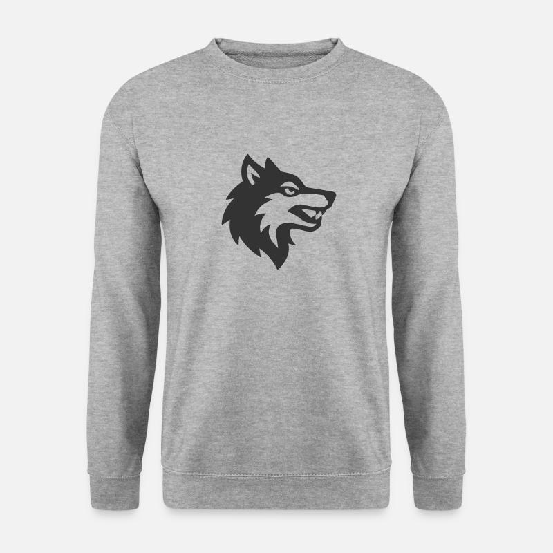 Wolfskopf-Logo-Symbol - Unisex Pullover - Weißgrau meliert