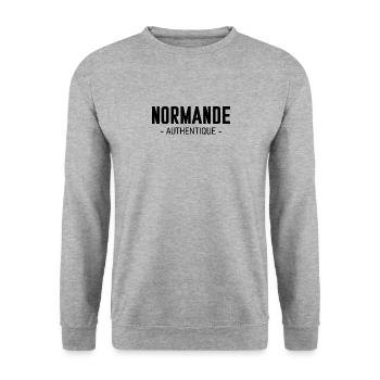 Normande authentique - Sweat-shirt Unisexe - gris chiné - Devant - Alina (178cm) & Michal (187cm)