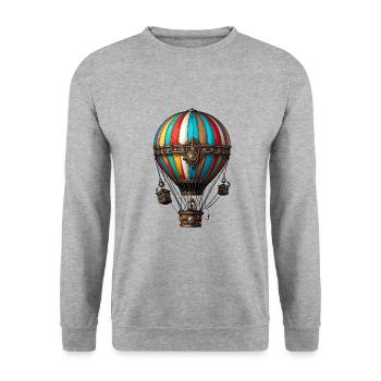 Heißluftballon - Unisex Pullover - Weißgrau meliert - Vorne - Alina (178cm) & Michal (187cm)