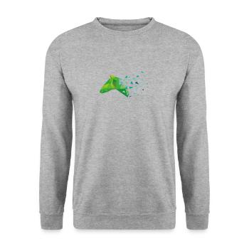 Green horse head horse gift - Unisex Sweatshirt - salt & pepper - Front - Alina (178cm) & Michal (187cm)