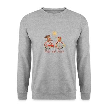 Ride and Shine with Dog - Sweat-shirt Unisexe - gris chiné - Devant - Alina (178cm) & Michal (187cm)
