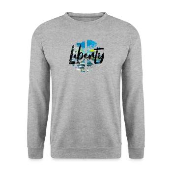 Paix woodstock Liberté - Sweat-shirt Unisexe - gris chiné - Devant - Alina (178cm) & Michal (187cm)