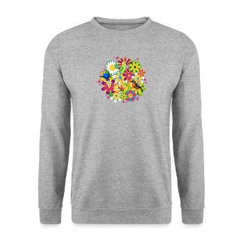 Oiseaux se refroidissant dans les fleurs printanières - Sweat-shirt Unisexe - gris chiné - Devant - Alina (178cm) & Michal (187cm)