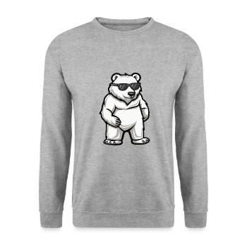 Polar Bear Cool Comic - Unisex Sweatshirt - salt & pepper - Front - Alina (178cm) & Michal (187cm)