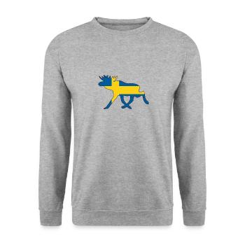 Elch Schwedenflagge Schweden Elche Geschenkidee - Unisex Pullover - Weißgrau meliert - Vorne - Alina (178cm) & Michal (187cm)