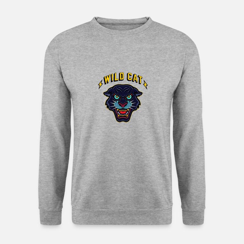 wild cat - Unisex Pullover - Weißgrau meliert