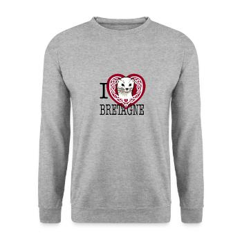 I Love Bretagne Ermine Celtique - Unisex Sweatshirt - salt & pepper - Front - Alina (178cm) & Michal (187cm)