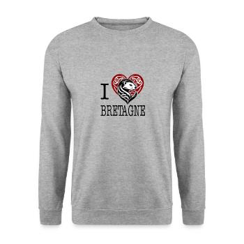 I Love Bretagne Hermine Maline - Unisex Sweatshirt - salt & pepper - Front - Alina (178cm) & Michal (187cm)
