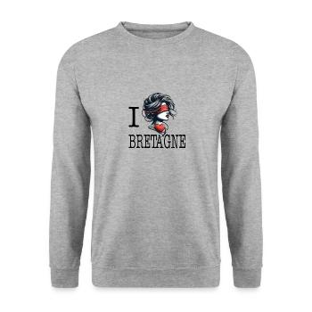 I love Bretagne bretonne amoureuse - Unisex Sweatshirt - salt & pepper - Front - Alina (178cm) & Michal (187cm)
