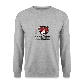 I Love Bretagne Hermine curieuse - Unisex Sweatshirt - salt & pepper - Front - Alina (178cm) & Michal (187cm)