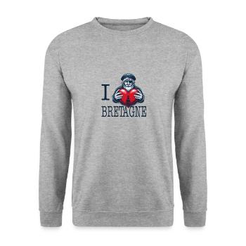 I Love Bretagne Cap-Hornier - Unisex Sweatshirt - salt & pepper - Front - Alina (178cm) & Michal (187cm)