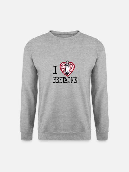 i love bretagne phare celtique de bretagne - Sweat-shirt Unisexe - gris chiné