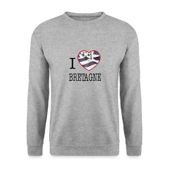 I Love Brittany Heart of Flag - Unisex Sweatshirt - salt & pepper - Front - Alina (178cm) & Michal (187cm)
