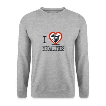 I Love Megalithes by I Love Bretagne - Unisex Sweatshirt - salt & pepper - Front - Alina (178cm) & Michal (187cm)