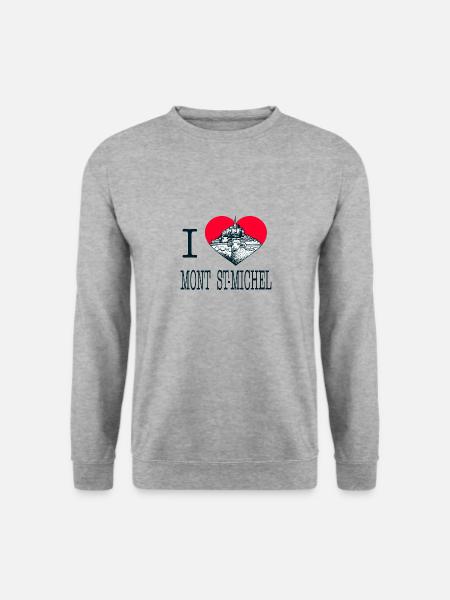 Ich liebe den Mont Saint-Michel - Unisex Pullover - Weißgrau meliert