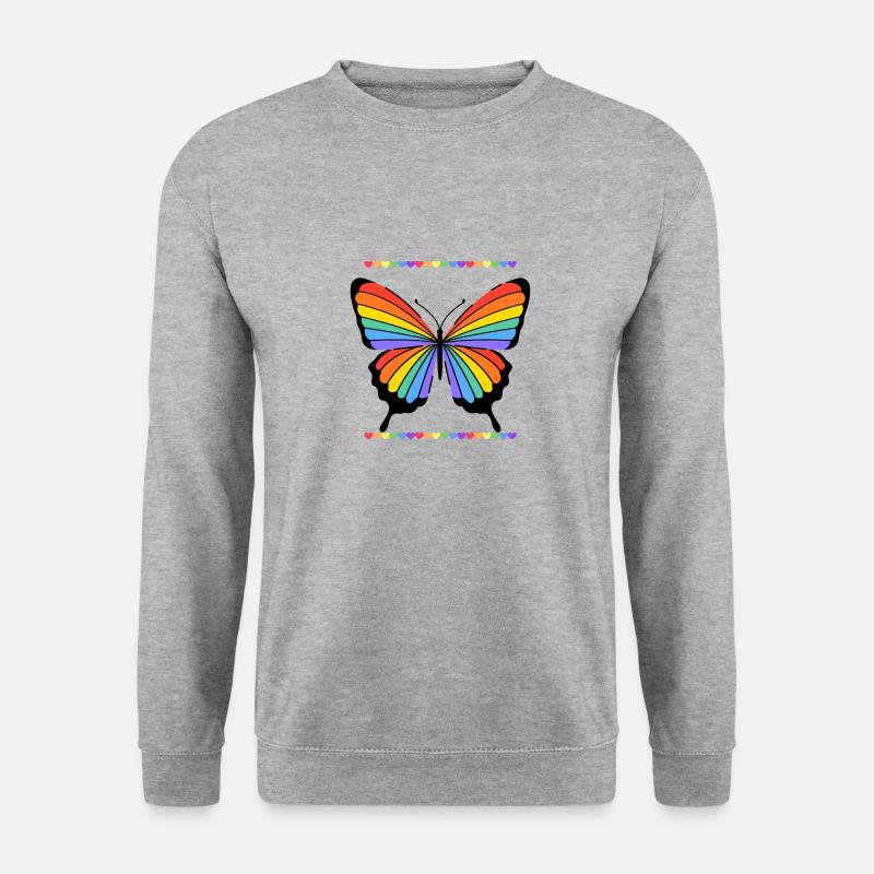 Schmetterling bunt mit Herzen - Unisex Pullover - Weißgrau meliert