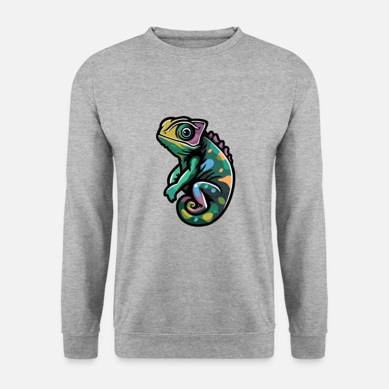 Chameleon Comic - Unisex Pullover - Weißgrau meliert