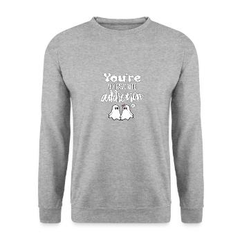 T-shirts with funny phrases - Ghosts 09 - Unisex Sweatshirt - salt & pepper - Front - Alina (178cm) & Michal (187cm)